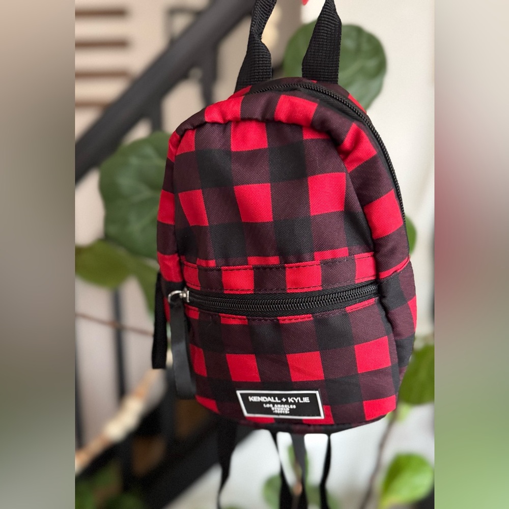 Kendall & Kylie Red and Black Buffalo Check Mini Backpack VTG 2000s